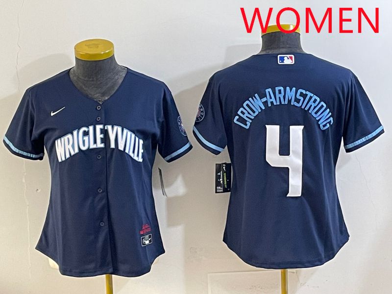 Women 2025 Chicago Cubs #4 Crow-Armstrong Blue City Edition Nike MLB Jersey style 1->women mlb jersey->Women Jersey